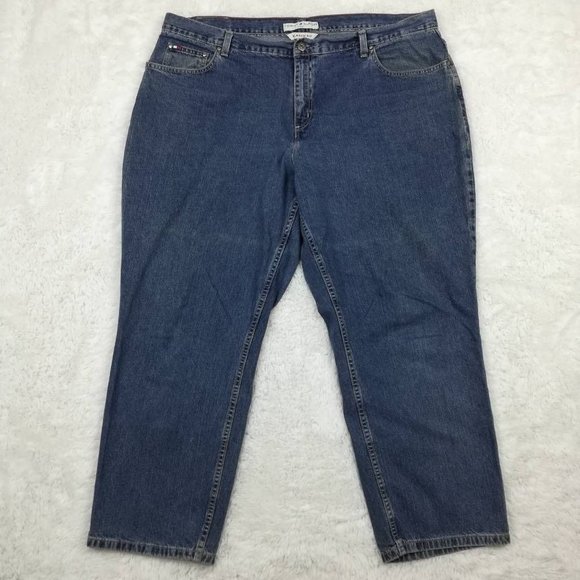 Tommy Hilfiger Womens Classic Fit Cropped Crop Jeans Blue Pockets Dark Wash  22A - Picture 1 of 9